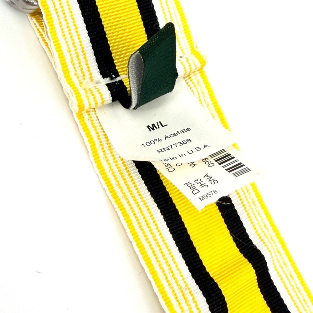 Vintage 90s J.Crew Yellow Black Striped Preppy Grosgrain D-Ring Ribbon Belt - Picture 6 of 7
